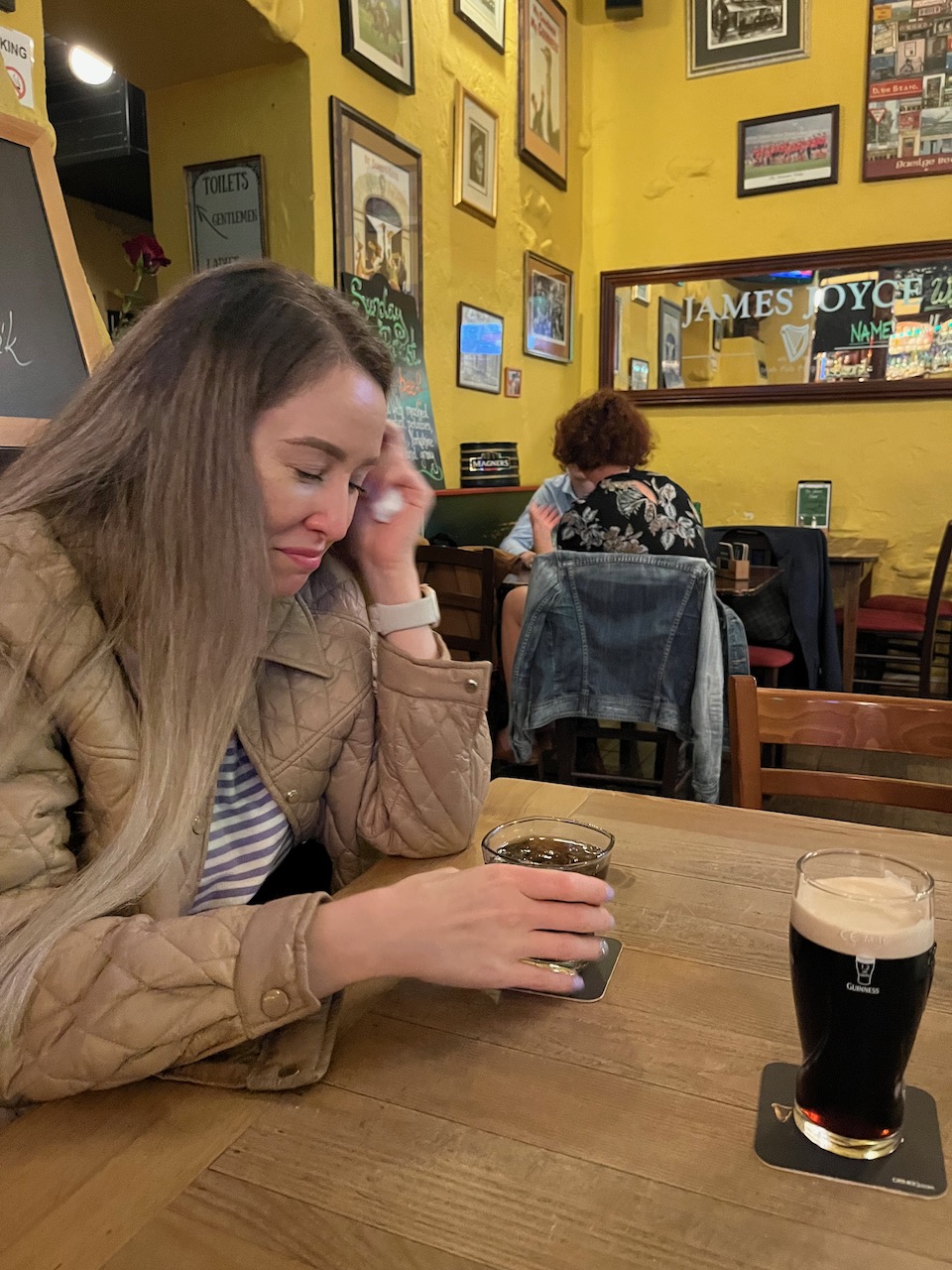 James Joyce pub - Svetlana and Guinness pint